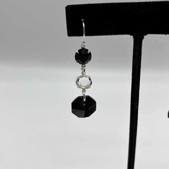 3 Tier Swarovski Octagon Earrings with Sterling Silver Embellishments - Picture 6 of 7